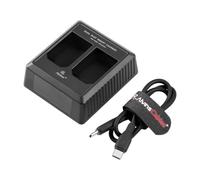 Alvin's Cables Dual Slot Charger for Sony NP-SA100 Battery with USB-C Cable | Dual battery charger for Sony NP-SA100 with USB-C to USB-C ultra soft cable, Black, 45 cm / 17.7 in