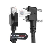 Alvin's Cables GigE Vision Cable Vertical RJ45 Screw Lock Industrial Ethernet Cable Shielded CAT6a High-Flex Drag-Chain, Compatible with Cognex Keyence Basler Hikvision Camera 65.6ft Left Angle