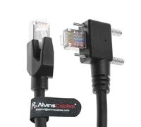 Alvin's Cables GigE Vision Cable Vertical RJ45 Screw Lock Industrial Ethernet Cable Shielded CAT6a High-Flex Drag-Chain, Compatible with Cognex Keyence Basler Hikvision Camera 3.3ft Right Angle