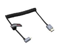 Alvin's Cables Left Angle Micro HDMI to HDMI Cable 8K@60Hz 4K@120Hz, Braided Coiled HDMI 2.1 for Sony A7RIII/A7II/A7M3, Canon R5/M6, Fujifilm X-T4/X-T3, GoPro, Nikon - Ultra Durable