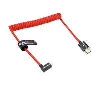 Alvin's Cables Left Angle Micro HDMI to HDMI Cable 8K@60Hz 4K@120Hz, Braided Coiled HDMI 2.1 for Sony A7RIII/A7II/A7M3, Canon R5/M6, Fujifilm X-T4/X-T3, GoPro, Nikon - Red Ultra Durable