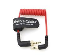 Alvin's Cables Locking 3.5mm TRS to 3.5mm TRS Audio Cable for Sennheiser Deity TC-1 Right Angle Coiled Cable for DSLR| Mirrorless Camera