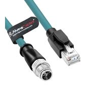 Alvin's Cables M12 8 Pin Male to RJ45 Shielded Ethernet Cable M12 X Coded 8 Position Cat6a Cable for Cognex Industrial Camera 15M/49.2ft