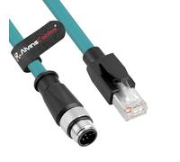 Alvin's Cables M12 A-Code 8 Pin Male to RJ45 Cat6a Ethernet Cable Shielded for Industrial Automation Network Devices, High-Flex Drag-Chain 5M/16.4ft Green