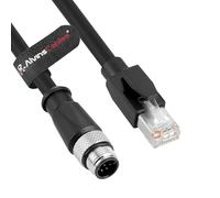 Alvin's Cables M12 A-Code 8 Pin Male to RJ45 Cat6a Ethernet Cable Shielded for Industrial Automation Network Devices, High-Flex Drag-Chain 3M/9.8ft