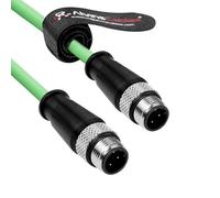 Alvin's Cables M12 D-Code 4 Pin Male to M12 D-Code 4 Pin Male Ethernet Cable for Keyence Baumer Sick Camera, High-Flex Cat6a Cable for Industrial Automation, EtherCAT/PROFINET 6.6ft/2m Green