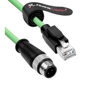 Alvin's Cables M12 D-Code 4 Pin Male to RJ45 Ethernet Cable High-Flex for Industrial Camera Sensor, Automation Application 9.84ft/3m Green