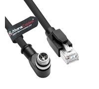 Alvin's Cables M12 X-Code 8 Pin Male to RJ45 Ethernet Cable for Cognex Keyence Camera, High-Flex Cat6a Cable for Industrial Automation, Fieldbus Module, Robotics, Right Angle 6.6ft/2m