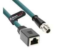Alvin's Cables M12 X-Code 8 Pin Male to RJ45 Female Ethernet Cable for Cognex Keyence Camera, RJ45 Female Socket High-Flex Cat6a Cable for Industrial Automation,Robotics 3.3ft/1m Green