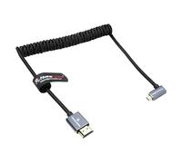 Alvin's Cables Right Angle Micro HDMI to HDMI Cable 8K@60Hz 4K@120Hz, Braided Coiled HDMI 2.1 for Sony A7RIII/A7II/A7M3, Canon R5/M6, Fujifilm X-T4/X-T3, GoPro, Nikon - Ultra Durable