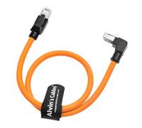 Alvin's Cables RJ45 Ethernet Cable, Down-Angle Cat6a Shielded Industrial Profinet Ethernet Cable High-Flex Drag-Chain High-Speed Gold-Plated Connectors for PLC, Robotics 6.6ft/2m Orange