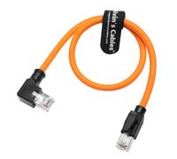 Alvin's Cables RJ45 Ethernet Cable, Left-Angle Cat6a Shielded Industrial Profinet Ethernet Cable High-Flex Drag-Chain High-Speed Gold-Plated Connectors for PLC, Robotics 3.3ft/1m Orange