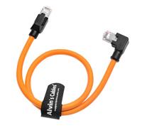 Alvin's Cables RJ45 Ethernet Cable, Left-Angle Cat6a Shielded Industrial Profinet Ethernet Cable High-Flex Drag-Chain High-Speed Gold-Plated Connectors for PLC, Robotics 1ft/30cm Orange