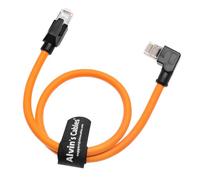 Alvin's Cables RJ45 Ethernet Cable, Right-Angle Cat6a Shielded Industrial Profinet Ethernet Cable High-Flex Drag-Chain High-Speed Gold-Plated Connectors for PLC, Robotics 6.6ft/2m Orange