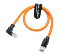 Alvin's Cables RJ45 Ethernet Cable, Up-Angle Cat6a Shielded Industrial Profinet Ethernet Cable High-Flex Drag-Chain High-Speed Gold-Plated Connectors for PLC, Robotics & Motion Control 1ft/30cm Orange