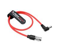 Alvin's Cables Ultra Flexible Hirose 4 Pin Male to DC Right Angle 5.5MM x 2.5MM Braided Power Cable for Blackmagic's cinema camera 4k, for Sound Devices 633|644|688, ZOOM F8 Recorder, 45cm|17.7in, Red