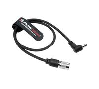 Alvin's Cables Ultra Flexible Hirose 4 Pin Male to DC Right Angle Braided Power Cable for Blackmagic's Cinema Camera 4k, for Sound Devices 633|644|688, Zoom F8 Recorder, 45cm|17.7in, Black