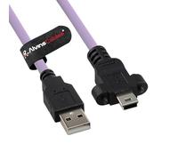 Alvin's Cables USB 2.0 Type-A to Locking Mini USB Cable, 15mm Dual-Screw Spacing for Daheng Industrial Camera, High Flex Drag Chain Shielded, Flat Port, 3m/9.84ft Purple