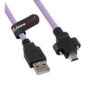 Alvin's Cables USB 2.0 Type-A to Locking Mini USB Cable, 15mm Dual-Screw Spacing for Daheng Industrial Camera, High Flex Drag Chain Shielded, Convex Port, 1m/3.3ft Purple