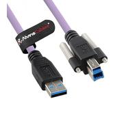 Alvin's Cables USB 3.0 Type-A to USB-B Screw Lock Data Cable for Machine Vision Industrial Camera, Printer, Scanner, 5Gbps High Flex Drag Chain Shielded, 3m/9.84ft Purple