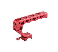 Alvin's Creativity Camera Top Handle with 3/8"-16 ARRI-Style Locating Pins, NATO Clamp Mount, 1/4"-20 & 3/8"-16 Threads and 3 Cold Shoes for Camera Cages and Rigs, Red