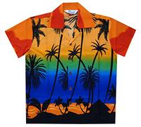 Alvish Hawaiian Shirts 42B Boys Coconut Beach Aloha Party Camp Orange L
