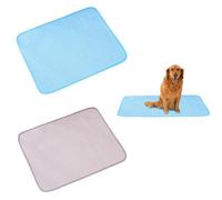 Alvivi 2 Piece Portable Foldable Dog Cooling Mat Easy to Carry for Walks Hikes Lightweight Ice Pad for Pet Comfort Blue Gray XL