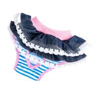 Alvivi Adjustable Dog Diapers Female Washable Reusable Puppy Nappies for Incontinence Cute Pattern with Elastic Waistband Denim Blue XL