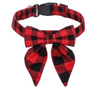 Alvivi Adjustable Plaid Dog Collar with Snowflake Bow Tie Christmas Party Collar for Pets Comfortable Fit Pet Accessories Type A L