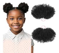 Alvivi Afro Puff Drawstring Ponytail Human Hair, Ponytail Double Afro Puffs Kinky Curly Hair Bun 7cm One Size