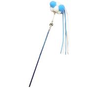 Alvivi Cat Interactive Toys Vibrant Cats Teaser Wands With Bell Pompom Ball Feather Long Stick Kitten Toys A Blue One Size