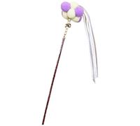 Alvivi Cat Interactive Toys Vibrant Cats Teaser Wands With Bell Pompom Ball Feather Long Stick Kitten Toys A Purple One Size