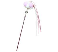 Alvivi Cat Interactive Toys Vibrant Cats Teaser Wands With Bell Pompom Ball Feather Long Stick Kitten Toys A Pink One Size