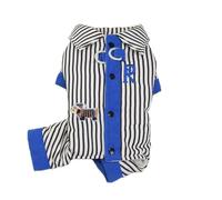 Alvivi Comfortable Pet Pajamas Elastic Four Leg Striped Jumpsuit Soft Anti-lick Dog Sleepwear for Small Medium Dogs Blue XL