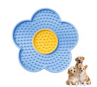Alvivi Cute Flower Licking Mat for Cats and Dogs Slow Feed Silicone Pad with Suction Cups for Wet Food Blue One Size