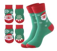 Alvivi Dog and Human Matching Socks Combo Protective Paw Socks for Dogs Funny Present for Dog Parents Christmas Stocking Santa S