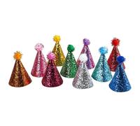 Alvivi Dog Birthday Hat For Pets Party Decoration Shiny Cat Headband Hats With Pompom Ball For Wedding 10Pcs Small