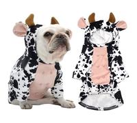 Alvivi Dog Cow Festive Costume Funny Halloween Hoodie with Horns Cute Pet Outfit for Small Medium Dogs Cow S