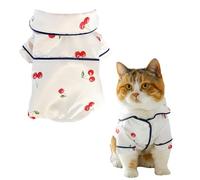 Alvivi Dog Pajamas for Teacup Breeds Lapel Sleep Shirt Two-Legged Pjs for Tiny Yorkies Chihuahuas and Cats White L