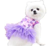Alvivi Dog Wedding Dress With Flower Applique Birthday Party Costume Girl Formal Cat Tutu Dress For Photo Purple M