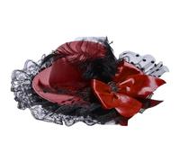 Alvivi Elegant Mini Hat Hair Clip Mini Top Hat Fascinator for Women Girls Feather Lace Tea Party Hair Accessories Burgundy One Size