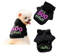Alvivi Funny Letters Print Dog Sweater Halloween Cat Hoodie Warm Costume for Small Medium Pets Cold Weather and Parties Black XS
