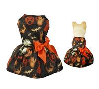 Alvivi Halloween Pet Dress Pumpkin Bat Costume with Bow for Small Dogs Cats Funny Holiday Party Outfit for Chihuahua Black M