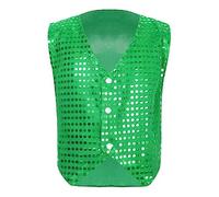 Alvivi Kids Boys Girls Glittery Sequins Vest Jazz Hip Hop Dance Gilets Jacket Waistcoat Performance Outerwear Green 7-8 Years