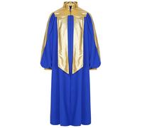 Alvivi Kids Boys Girls Graduation Gown Long Sleeve Choir Robe Church Praise Dance Dress Baptism Costume Blue 11-12 Years
