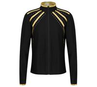 Alvivi Kids Figure Skating Jacket Zip Up Coat Girls Training Sweatshirt Dance Gymnastics Outwear Sparkly Outerwear Gold 7-8 Years