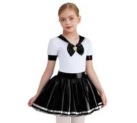 Alvivi Kids Girls Halloween Sailor Cosplay Outfits Bow Metallic Tutu Dress Anime Sailor Fancy Dress Outfit Black 7-8 Years