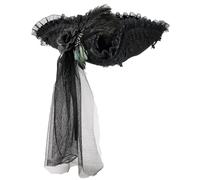 Alvivi Lace Ruffle Tricorn Pirate Hat With Feather Musketeer Colonial Hat For Halloween Masquerade Party Type B Black One Size
