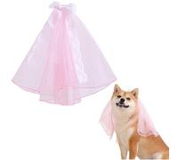 Alvivi Luxury Cat Dog Wedding Veil with Flowers Lace Bow Headdress Clip-on Feline Bride Costume for Wedding Photo Shoot Pink One Size