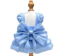 Alvivi Luxury Tutu Dress for Small Dogs Wedding Party Clothes with Bow and D-Ring Princess Dog Costume Blue L